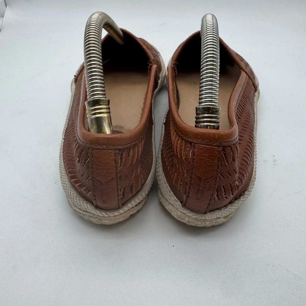 FRYE Kira Slipon‎ Leather Perforated Loafers Brown Women's Size 6.5